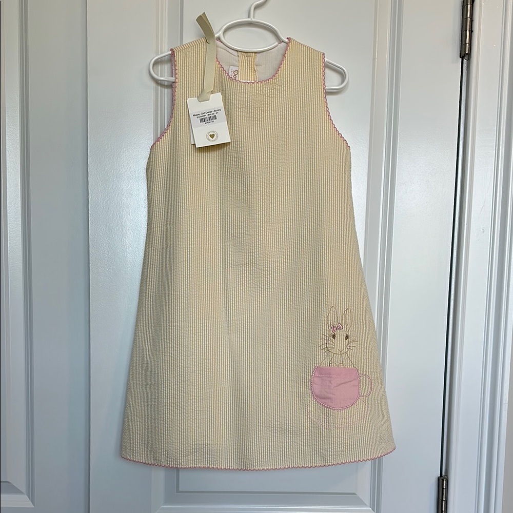 Dondolo NWT Cream & Pink Sleeveless Seersucker Kids Dress